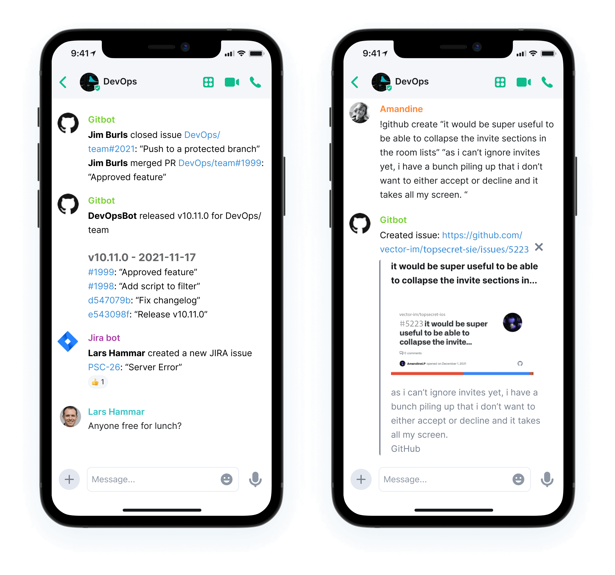 Widgets and integrations in-room, enabling automated information sharing, live data bringing and user commands.
